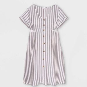 Ingrid & Isabel Maternity Striped Short Sleeve Button Down Dress Size Medium